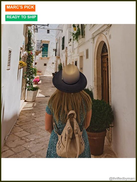 Gradient Color Fedora Wide Brim Felt Hat with Adjustable Strap